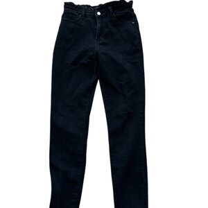 Women's Ashley Mason Ruffled Waist Black Skinny Jeans Size W 7"